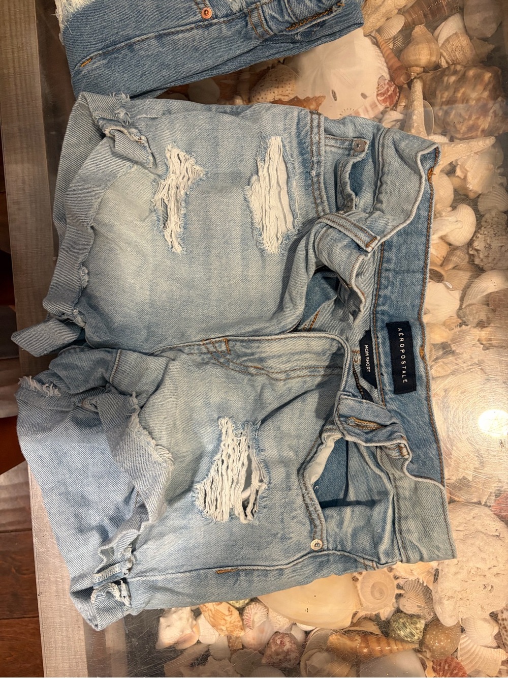 Aeropostale Light Blue Distressed Jean Shorts